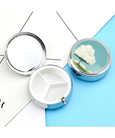 Travel Pill Box - 3 Compartment Portable Organizer with Cloud Print | Small Round Pill Case for Purse & Pocket - Ideal for Medication on the Go - Buy Online on GoSupps.com