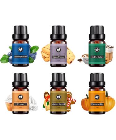 Essential Oils Set Bakery Essential Oil Kit for Diffuser Humidifier Massage Skin Care - Blueberry Pancake Sugar Cookie Coffee Cake Cream Ginger Bread Pumpkin Pie (6 x10ml)  - Buy Online on GoSupps.com