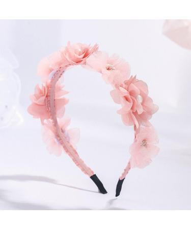 IYOU Baby Girls Headband Pink Flower Hair Hoop Pearl Party Wedding Hair Accessories - Buy Online on GoSupps.com