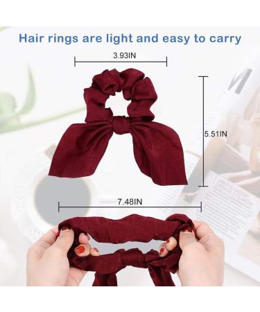 7 Pack Bunny Ear Hair Scrunchies - Chiffon Satin Silk Elastic Hair Bands for Girls & Women - Vintage Hair Accessories in 7 Colors - Buy Online on GoSupps.com