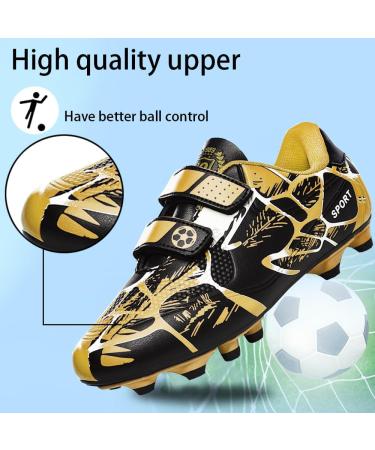 Riawexen Boys & Girls Football Boots - Non-Slip Soccer Training Shoes (28-37 EU) - Unisex Low Top Black/Yellow - Buy Online on GoSupps.com