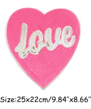 Pink Heart Shaped Sequin Embroidered Sew-On Applique for Clothes and Accessories - Buy Online on GoSupps.com