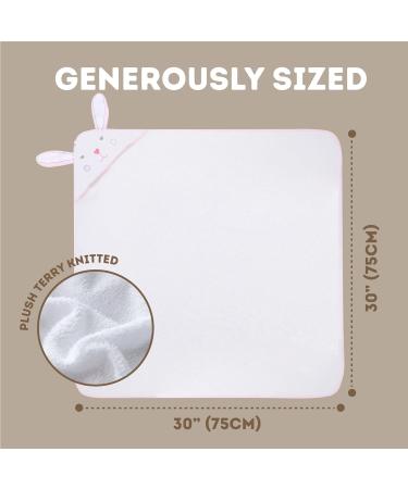 Mother's Choice 100% Cotton Baby Towel with Hood - Ultra Soft and Absorbent (75x75cm) - Bunny Hooded Baby Towel in Pink Rabbit Design - Buy Online on GoSupps.com