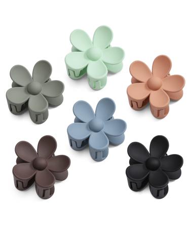 6PCS Flower Hair Clips  Large Claw Clips for Thick Hair  Matte Hair Clips for Thin Hair  Non-slip Strong Hold Hair Claw Clips  Cute Large Hair Clips for Women Girls  Big Hair Jaw Clips Women Hair Accessories  Mint Green ...