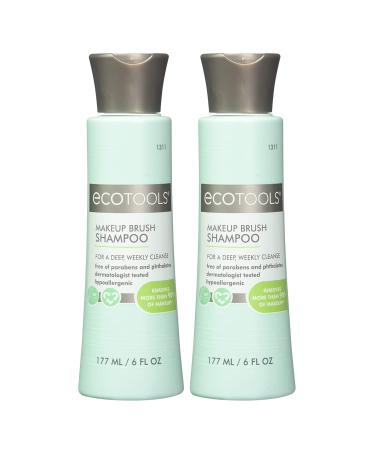Ecotools Cruelty Free and Eco Friendly Makeup Brush Cleansing Shampoo 6 Ounce Wash Away Surface Makeup Oil and Impurities from Brushes (Pack of 2)