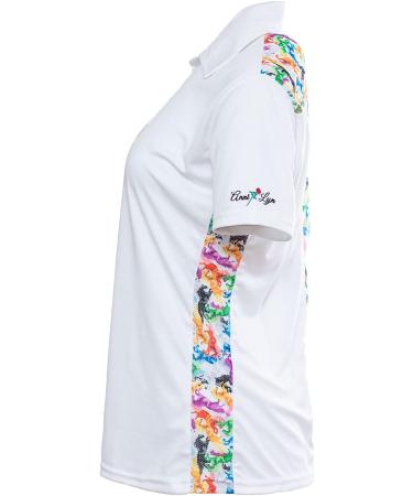 Anni Lyn Sportswear Women's Cool Breeze Polo Shirt - White/Vibrant Horse - Size Large - Buy Online on GoSupps.com