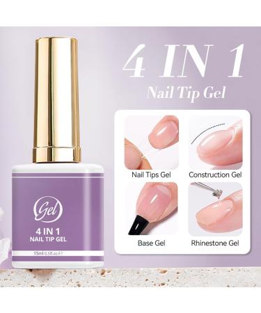 LED Nail Gel | 15ml Long-Lasting Adhesive 4 in 1 Gel Glue for Nail Tips | For Women Girls Teens Beginners Home Salon Party Manicure Practice Decoration - Buy Online on GoSupps.com