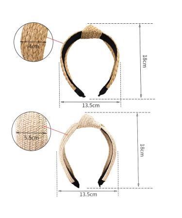 Lvyeer 2 Piece Raffia Knotted Headband Set for Women - Boho Style Summer Hair Accessories (2 Piece-A) - Buy Online on GoSupps.com