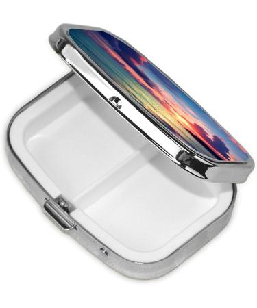 Ocean & Sunset Printed Square Pill Box | Portable Traveling Medicine Organizer - Buy Online on GoSupps.com