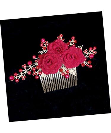 Mikinona Rose Hair Comb Bridal Hair Side Comb Wedding Hair Side Comb Bride Hair Side Comb Wedding Hair Comb Bridesmaid Hair Comb Hair Jewelry Comb Hair Decoration Hair Fork Red Zinc Alloy - Buy Online on GoSupps.com