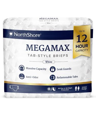 NorthShore MegaMax Tab-Style Briefs for Men and Women, White, Medium, Pack/10 White Medium (10 Count) - Buy Online on GoSupps.com