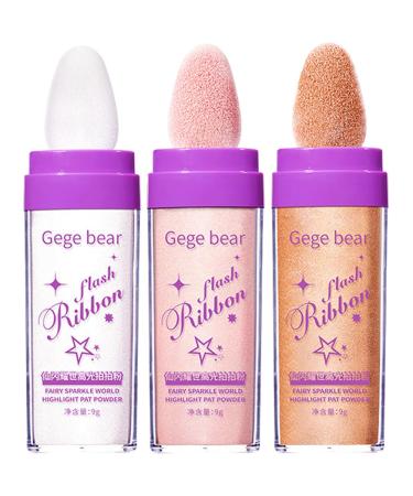 3pcs highlight pat powder body highlighter face highlighter fairy highlighter powder fairy sticks polvos de maquillaje body shimmer glitter patting glitter pat flash Assorted Color 1 Count (Pack of 1)
