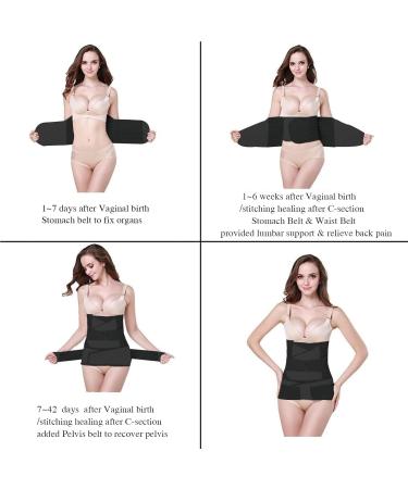 TiRain Postpartum Belly Wrap 3 in 1 - Postpartum Belly Binder & C Section Belt for Postnatal Recovery Support - Black, Size L - Buy Online on GoSupps.com