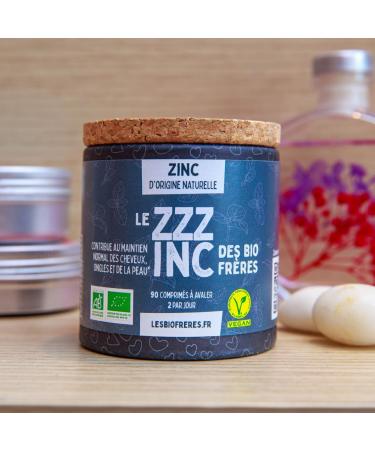 Natural Zinc Immunity Hair & Skin Fights Acne 90 Vegan Swallow Tablets Optimal Assimilation Les Bio Fr res - Buy Online on GoSupps.com