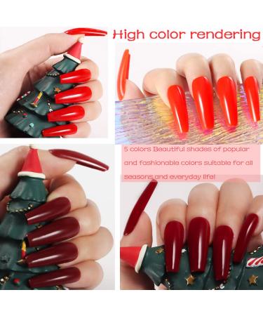 evpct Dark Ruby Red Gel Nail Polish Set - 5Pcs Kit for Women | Soak Off UV LED Cured | Summer Autumn Fall Colors | Holidays Gift | Nail Art -D SetD - Buy Online on GoSupps.com