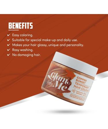Vatika Naturals's Glam MeCopper Sunset Temporary Hair Colour - 6oz | Made With Bee Wax | Natural Hairstyle Colour | For Men & Women - Buy Online on GoSupps.com