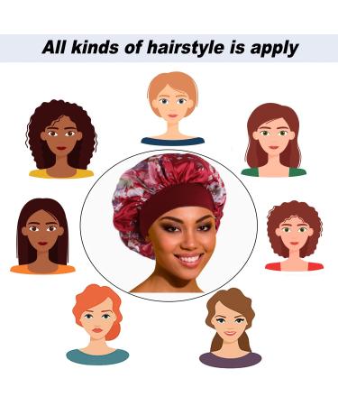4PCS Silk Bonnet Set for Black Women - Satin Sleep Cap for Curly Hair - Wide Band Bonnets for Sleeping - Buy Online on GoSupps.com