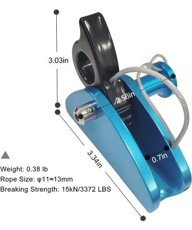S.E.PEAK 15kN Rope Grab CE Certified Fall Arrestor Ascender | Self-Locking Belay Device for Rock Climbing & Tree Arborist | Blue, Fit for 11-13mm Rope - Buy Online on GoSupps.com