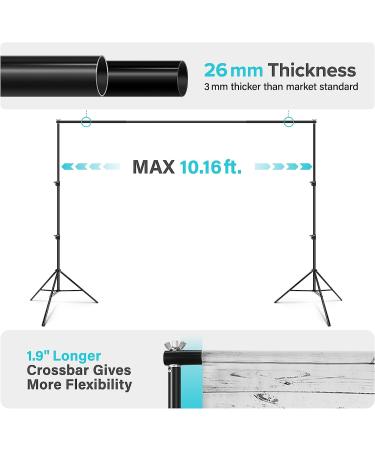 Julius Studio 10.1 ft. Extra Wide Backdrop Stand Kit for Photo Video Studio - JSAG283 - Buy Online on GoSupps.com