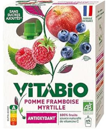 VITABIO - Raspberry Apple Blueberry Bottles - ANTIOXIDANT - 4x100g - ORGANIC