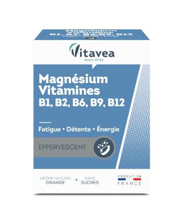 VITAVEA WELL-BEING - Magnesium - Vitamins B1. B2. B6. B9. B12 - Reduction of Fatigue - Relaxation and Relaxation - 24 Effervescent Tablets - Made in France