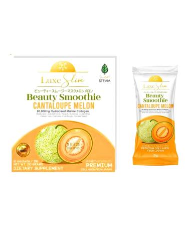 Luxe Slim Beauty Smoothie Cantaloupe Melon 80 000mg Hydrolyzed Marine Collagen 21gx10 Sachets 7.4075 Ounce