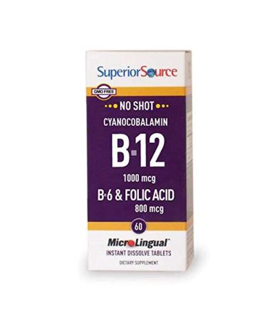 Superior Source B12/B6 /Folic Acid Multivitamin, 1000 mcg/2 mg/800 mcg, 60 Count