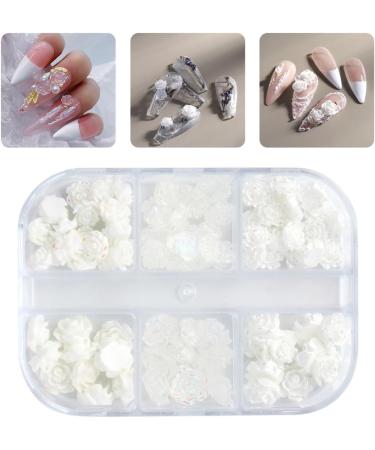 Flower Nail Art Glitters DIY 3D White Floral Nail Stud Sequins for Salon Gift template - Buy Online on GoSupps.com