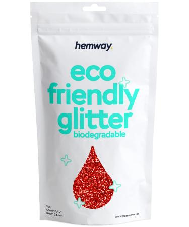 Hemway eco Friendly Biodegable Glitter 100g / 3.5 ounces Bio Cosmetic Safe Sparkle vegan for the face eyeshadow body hair nail and festival make -up craft - 1/40 "0.025" 0.6mm - red