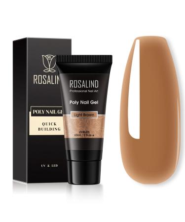 Rosalind brown poly nail gel 60ml art acrylic gel for nails UV/LED nail polish gel extension glue for manicure repair nail extension light brown