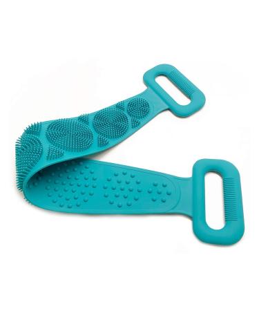 Macabolo bodies wash silicone scrubber belt double side shower shower peel belt removed bathing towel with face cleaning brush green 60*11cm