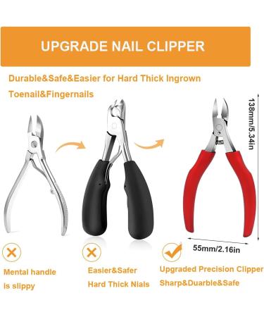 Professional Toenail Clippers Set Super Sharp Nail Clippers for Thickness & Ingrown Hard Toenails Stainless Steel Pedicure Clippers Nail File and Soft Handle Nail Scissors Set Bag - Buy Online on GoSupps.com