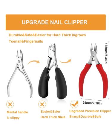 Jinpiker Profi Footnail Pliers Set - 12 PCS Stainless Steel Nail Scissors & Tongs for Thick & Ingrown Toenails - Red - Buy Online on GoSupps.com