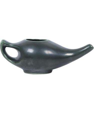 Leak Proof Durable Porcelain Ceramic Neti Pot 300ml - Olive Green | Natural Sinus Treatment | Microwave & Dishwasher Safe - Buy Online on GoSupps.com