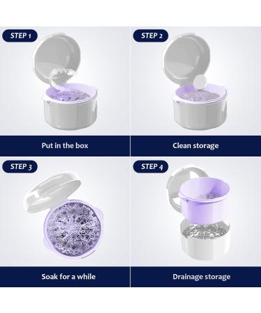DIDATOOL Denture Cup Denture Bath Denture Cups for Soaking Dentures Denture Case with Lid Denture Bath with Rinsing Basket Easy to Carry and Clean Retainer Case Denture Cleaning kit (White) Round White - Buy Online on GoSupps.com