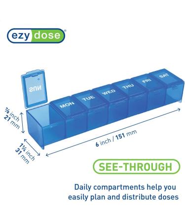 Ezy Dose Weekly Pill Organizer - Blue, Medium Compartments, Made in USA - Buy Online on GoSupps.com