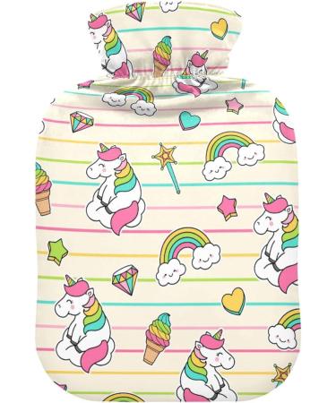 Naanle Rainbow Unicorn Hot Water Bottle - 1L Transparent Heat Bottle for Pain Relief & Therapy | Ideal Bed & Hand/Foot Warmer - Buy Online on GoSupps.com