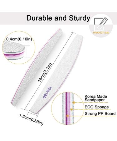 12pcs Double-Sided Nail Files 100/180 - Washable & Reusable for Gel & Acrylic Nails | Perfect for Nail Studios & Home Use - Buy Online on GoSupps.com
