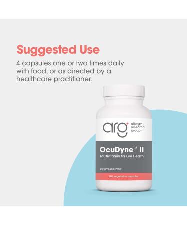 Allergy Research Group OcuDyne II Supplement - Eye Support Vitamins for Vision Eye Health for Adults Vision Support Multivitamin Formula QuatreActiv Folate FloraGLO Lutein - 200 Count - Buy Online on GoSupps.com