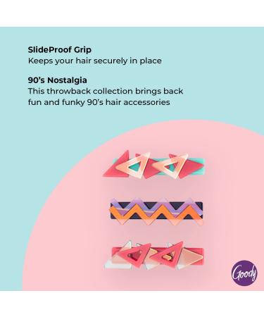 Goody Slideproof Hair Snap Clips - 3 Count Assorted Nostalgia - Pain-Free Hinge Clips for All Hair Types - Buy Online on GoSupps.com