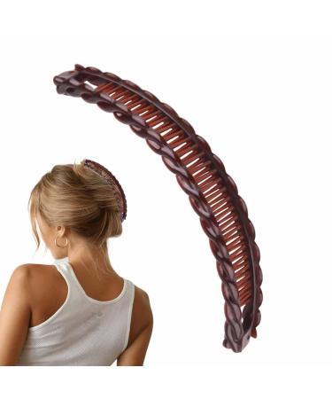 Banana Hair Clip - Hair Clincher Combs | Vintage Clincher Combs Clamp Grip | Fishtail Hair Clip | Ponytail Banana Clip Classic Comb for Twisted Hair Styling Hair Accessories for Thin to Thick Hair Coffee