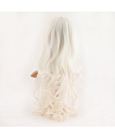 MapofBeauty 24 inch Curly Wig with Side Bangs - Sexy & Charming White Wig for International Shipping - Buy Online on GoSupps.com