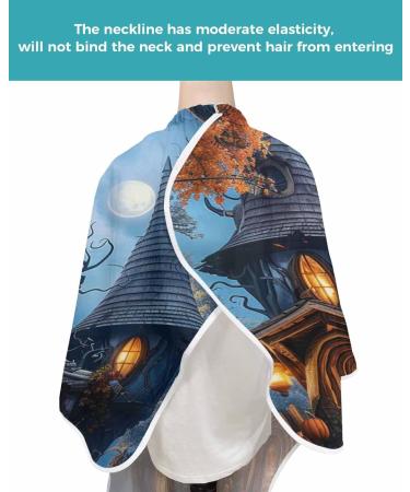 Shop Halloween Barber Cape Adjustable Hair Cutting Cape for All Ages Vintage Forest Ghost & Pumpkin Design 55x63 Inch - Buy Online on GoSupps.com
