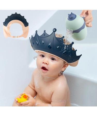 FUNUPUP Baby Shower Cap for Kids - Adjustable Toddler Hair Washing Shield with Shampoo Rinse Cup - Crown Blue - Buy Online on GoSupps.com
