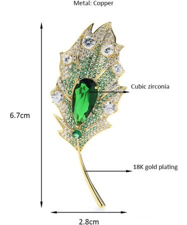 Pin Jewelry Gifts for Women Ladies Elegant Luxury Green Leaf Brooch Leaf Shape Wedding Banquet Brooch Ladies Fashion Accessories Brooches & Pins - Buy Online on GoSupps.com
