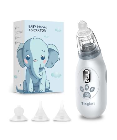 Tinyimi Grey Baby Nasal Aspirator - Electric Nose Aspirator with 3 Suction Level & 3 Silicone Tips and Storage Box - Baby Nose Cleaner with Music & Light Soothing Function