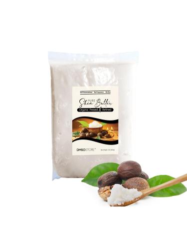 DMSOSTORE Refined Shea Butter Unscented 1 LB Bulk 100% Pure African Shea Butter for Hair & Dry Skin Deep Moisturizer for Face & Body DIY Whipped Body Butter Soap & Lip Balm