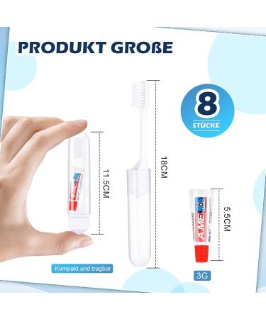 Travel Toothbrush Set - 8 Piece Mini Kit with Foldable Toothbrush & Toothpaste for Kids & Adults | Perfect for On-the-Go Traveling - Buy Online on GoSupps.com