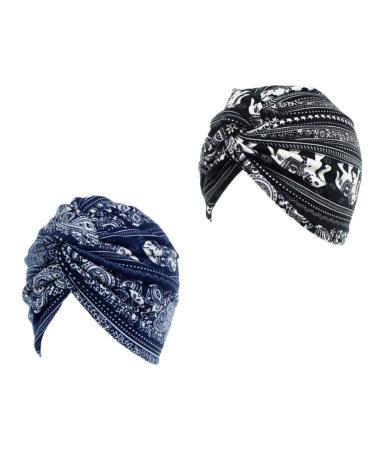 Minkissy 2pcs sleep soft turban caps Elastic headgear chemotherapy hat women sleep hat headwears double layer for women uniform size picture 1