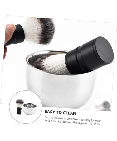 Frcolor Beard Brush & Stainless Steel Shaving Set - Metal Mixing Bowl Razor Cup & Facial Cleaning Tool for Gentlemen - Buy Online on GoSupps.com